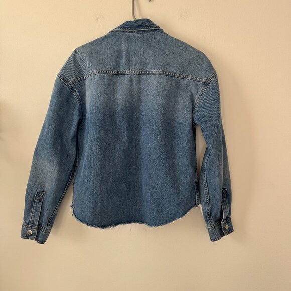 Karl Lagerfeld Paris Denim Boxy Shirt/Jacket with Logo Patch - Picture 5 of 10